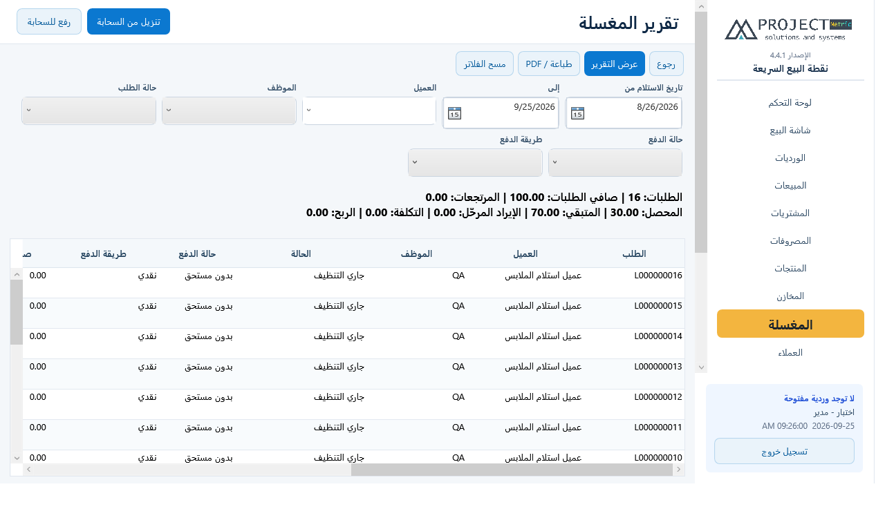 تقرير المغسلة
